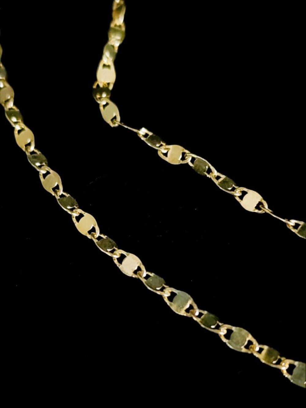 VTG 90s Italian Gold Vermeil Flat Marina Link Chain Necklace 18" 925 Italy